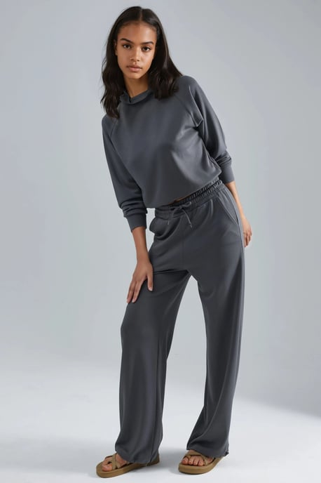 Modal Touch Halbkragenbluse & Elastische Taillenhose - Image 4