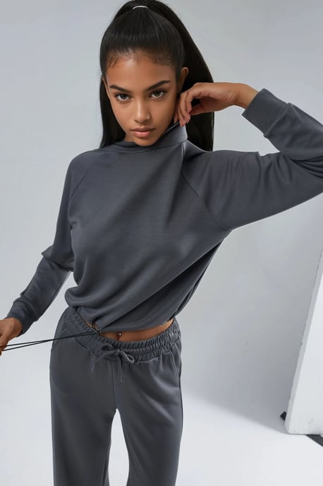 Modal Touch Halbkragenbluse & Elastische Taillenhose - Image 6
