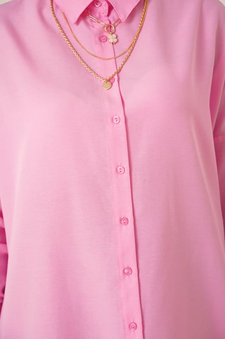 Langes Popeline-Shirt mit Knopfverschluss - Image 4