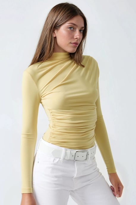 Hochkragen-Bluse mit Drapierung - Image 3