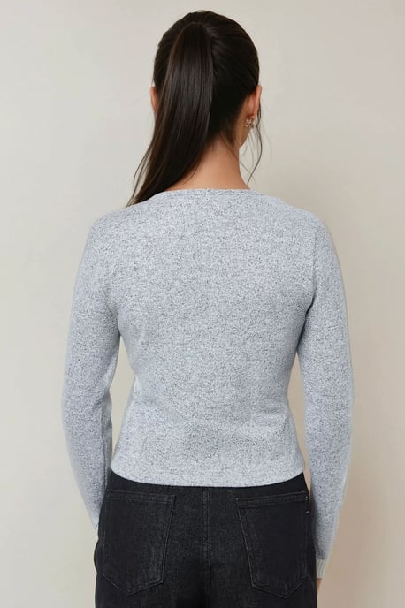Strukturiertes Langarm-Button-Down Slim Fit Top - Image 4