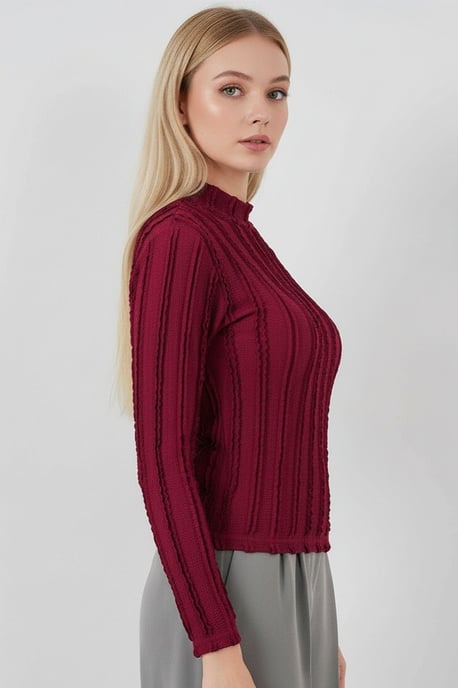 Strukturierte Slim-Fit Halbkragenbluse - Image 2