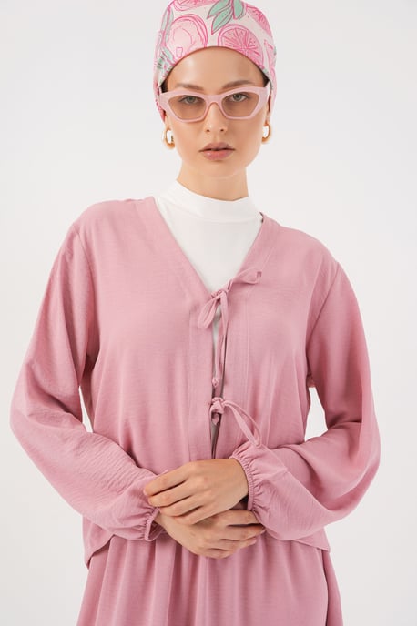 V-Ausschnitt Bluse mit Schleifenverschluss & Maxirock Zweiteiliges Set - Image 2