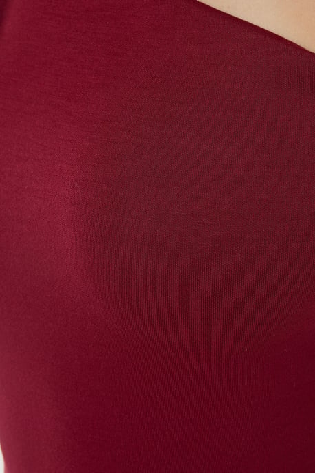 Asymmetrisches Hals Langarm Slim Fit Oberteil - Image 6