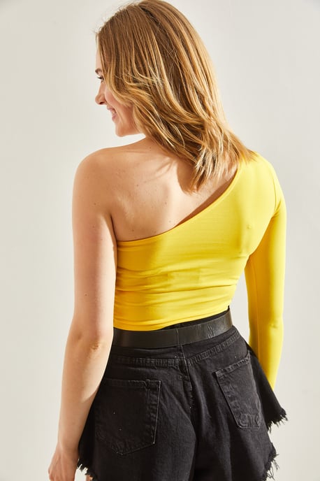 Asymmetrische Kragen-Crop-Bluse - Image 6