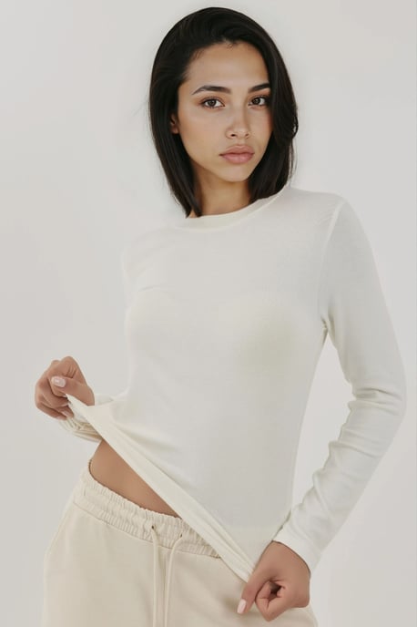 Ultraweiches Slim Fit Rundhals Langarm Basic Top - Image 1