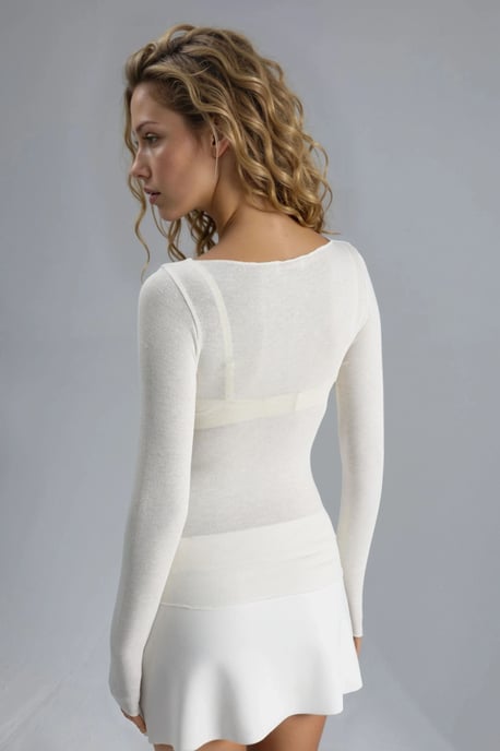 Boot-Ausschnitt Cashmere-Mix Ultra-Leichte Bluse - Image 4
