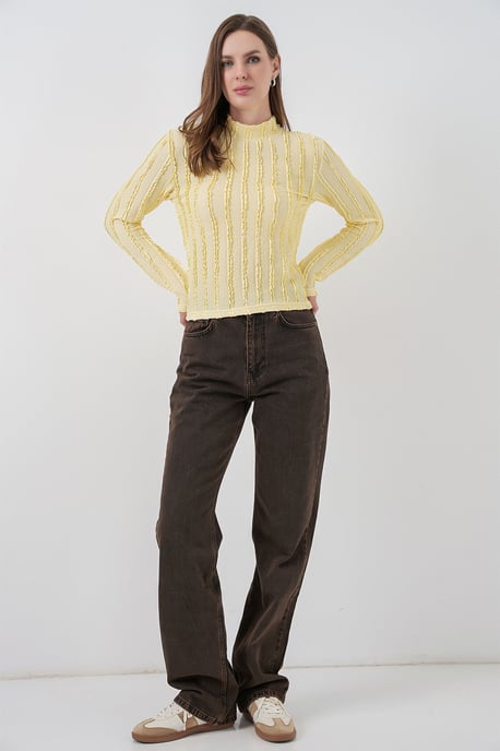 Strukturierte Slim-Fit-Halbrollkragenbluse - Image 2