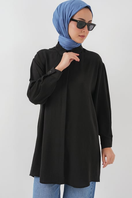 Oversized Langarm-Bluse mit Knopfleiste und Hemdkragen - Image 4