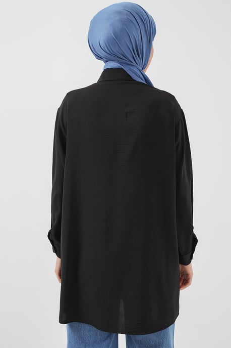 Oversized Langarm-Bluse mit Knopfleiste und Hemdkragen - Image 6
