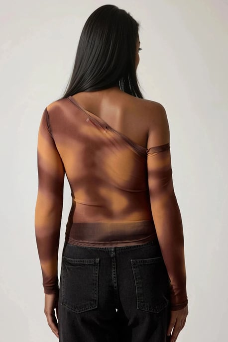 Asymmetrische Kragen-Tüllbluse - Image 3