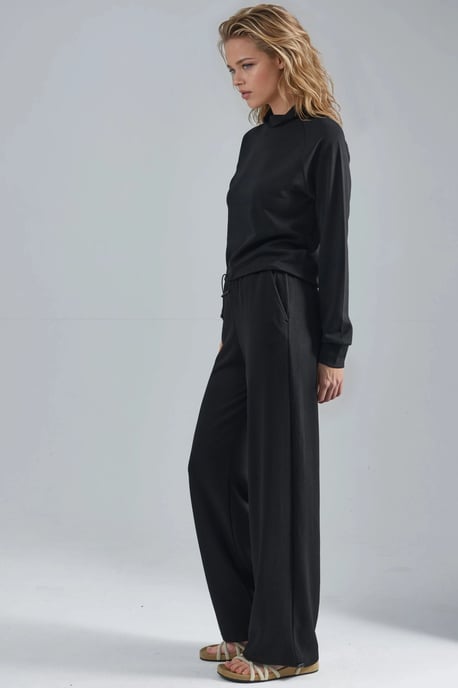 Modal Touch Halb-Turtleneck Bluse & Elastische Taillenhose - Image 2