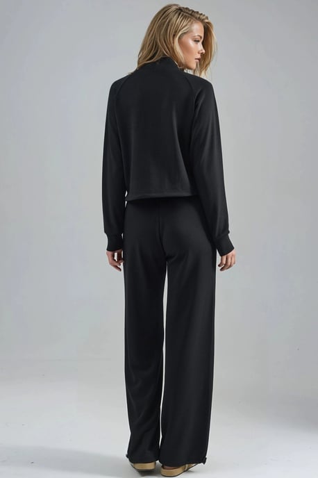 Modal Touch Halb-Turtleneck Bluse & Elastische Taillenhose - Image 4