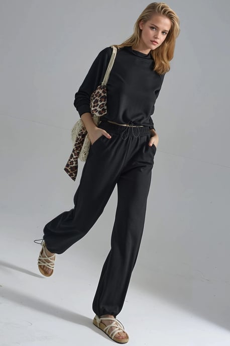 Modal Touch Halb-Turtleneck Bluse & Elastische Taillenhose - Image 5