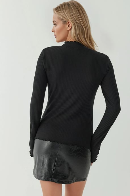 Strukturiertes Slim Fit Crew-Neck Langarmoberteil - Image 3