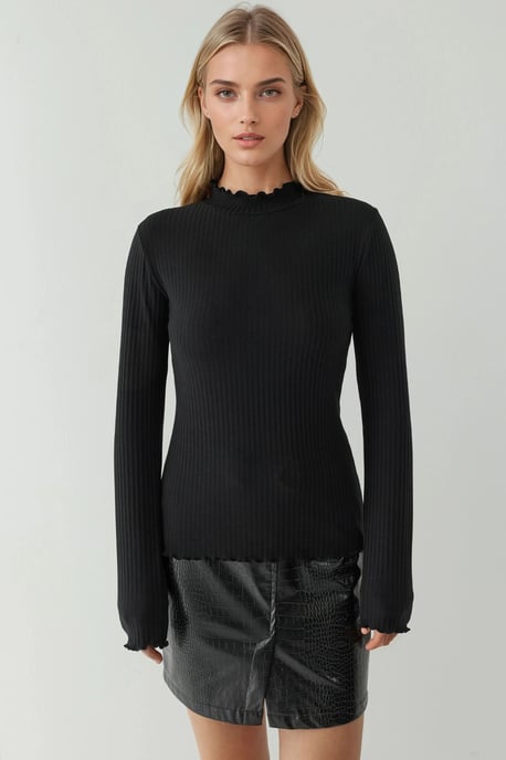 Strukturiertes Slim Fit Crew-Neck Langarmoberteil - Image 5