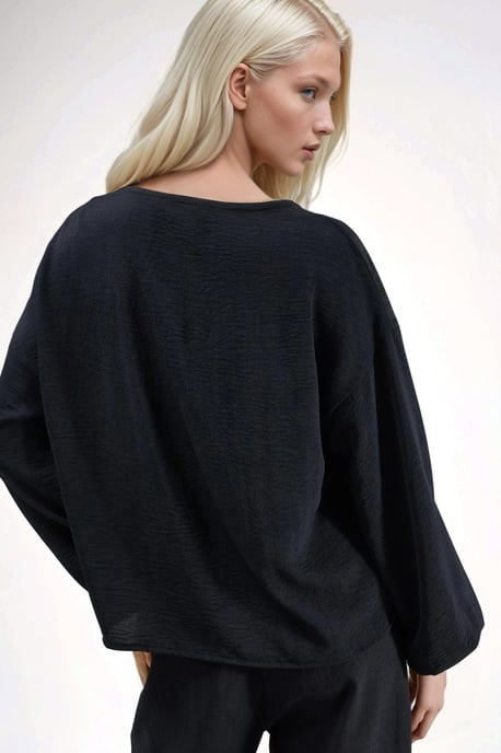 Übergroße V-Ausschnitt Bluse mit Bindeband - Image 3