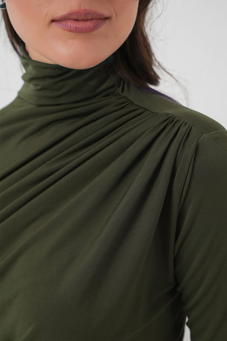 Taillierte Rollkragenbluse mit Drapierung - Image 2