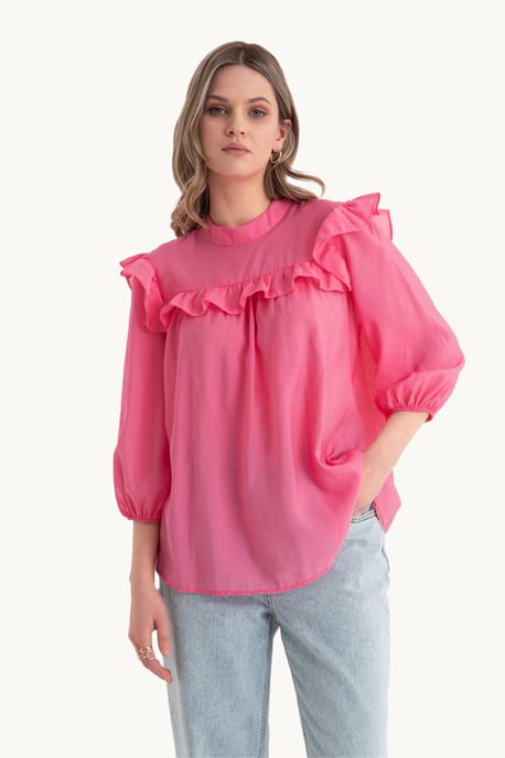Rundhalsweite Bluse - Image 2