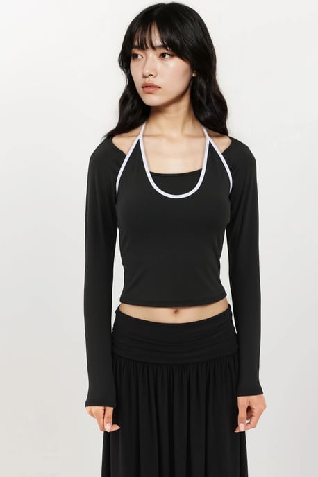 Halter-Neck Langarm Strickoberteil - Image 1