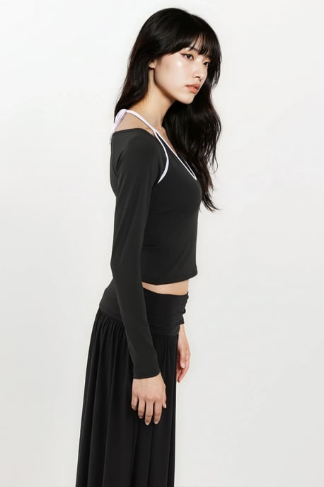 Halter-Neck Langarm Strickoberteil - Image 2
