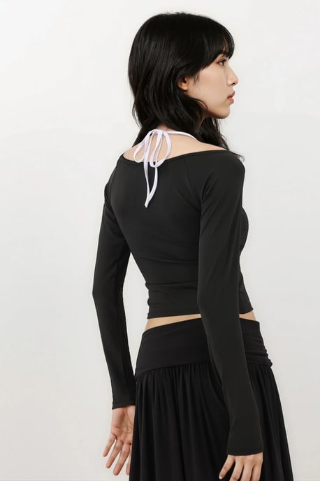 Halter-Neck Langarm Strickoberteil - Image 3