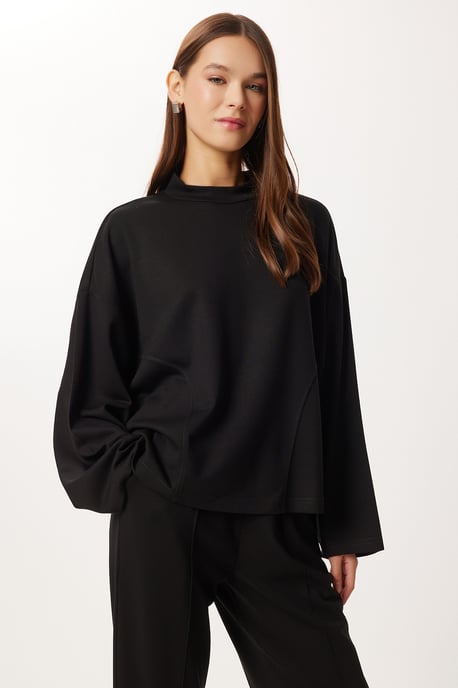 Rundhalsausschnitt Bluse & High-Waist Straight Leg Zweiteiliges Set - Image 3