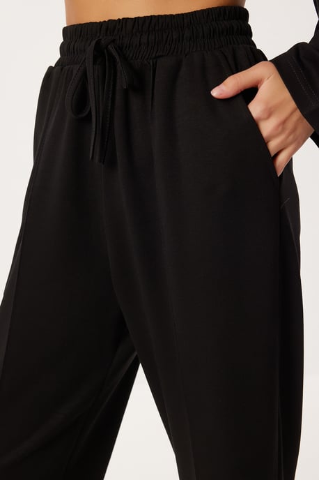 Rundhalsausschnitt Bluse & High-Waist Straight Leg Zweiteiliges Set - Image 5