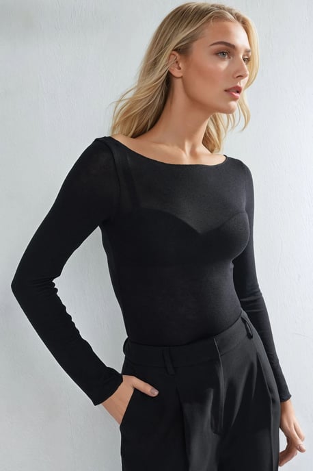 Boot-Neck Cashmere-Mischung Ultraleichte Bluse - Image 1