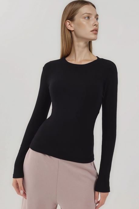 Ultraweiches Slim-Fit Rundhals langärmliges Basic-Top - Image 2