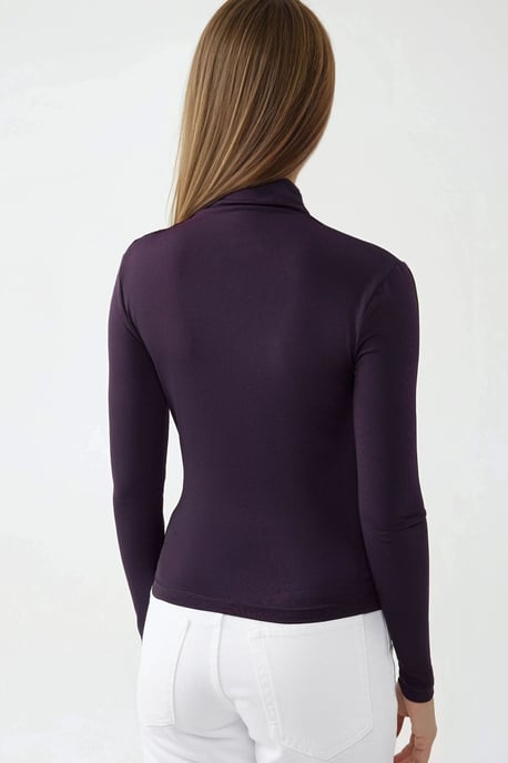 Bluse mit hohem Kragen und Drapierung_detail - Image 4