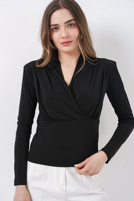 V-Ausschnitt Drapierte Bluse - Image 1