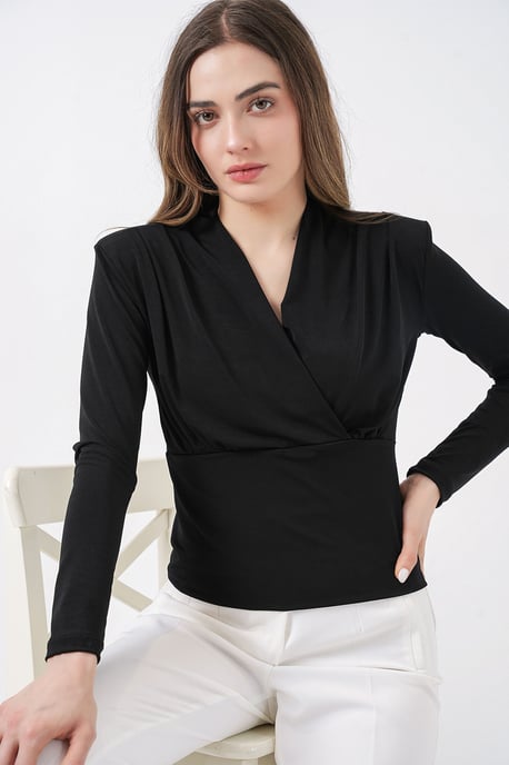 V-Ausschnitt Drapierte Bluse - Image 2