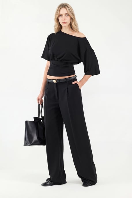 Asymmetrische Halsweiche Strickbluse - Image 3