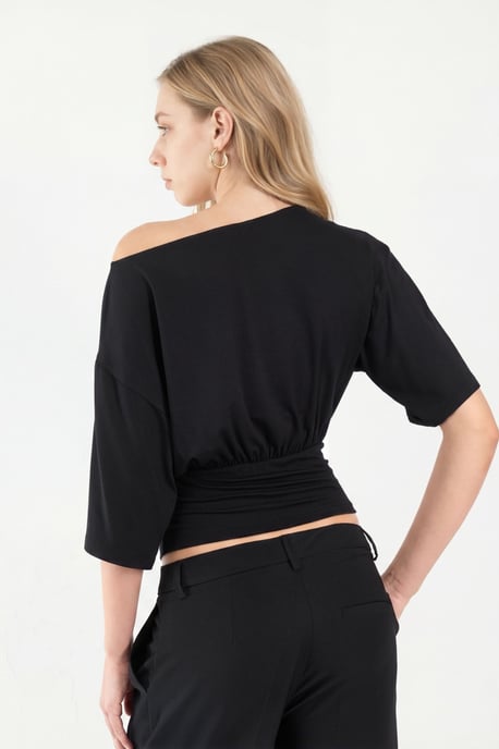 Asymmetrische Halsweiche Strickbluse - Image 4