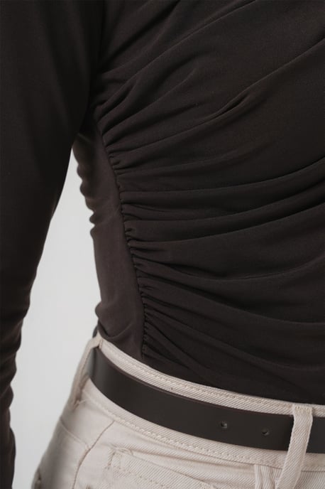 Taillierte Rollkragenbluse mit Drapé-Detail - Image 5