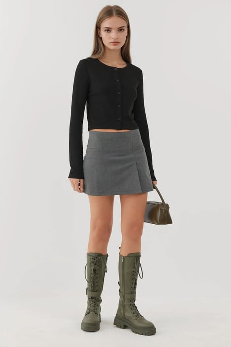 Crewneck Basic Viskose-Mischung mit Knöpfen Top - Image 4