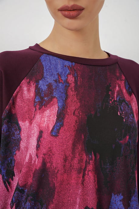 Oversize-Abstract-Druck Rundhals-Tunika & Hosen-Set - Image 5
