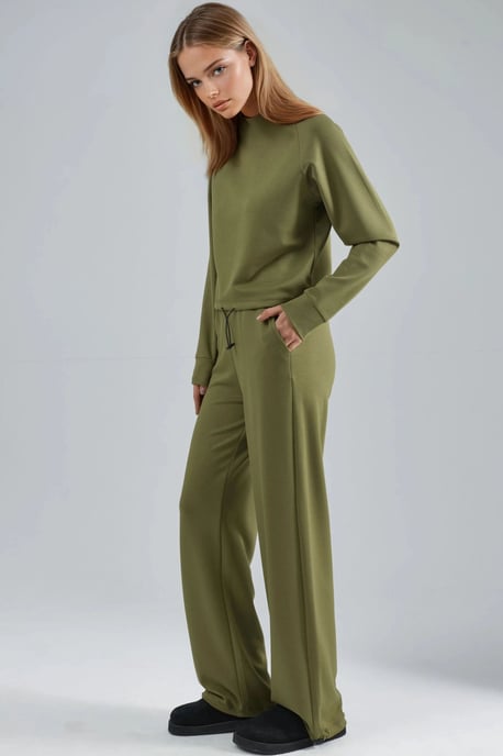Modal Touch Halb-Halsbedecktes Bluse & Elastische Taillenhose - Image 2