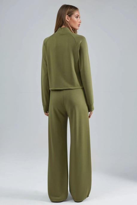 Modal Touch Halb-Halsbedecktes Bluse & Elastische Taillenhose - Image 3
