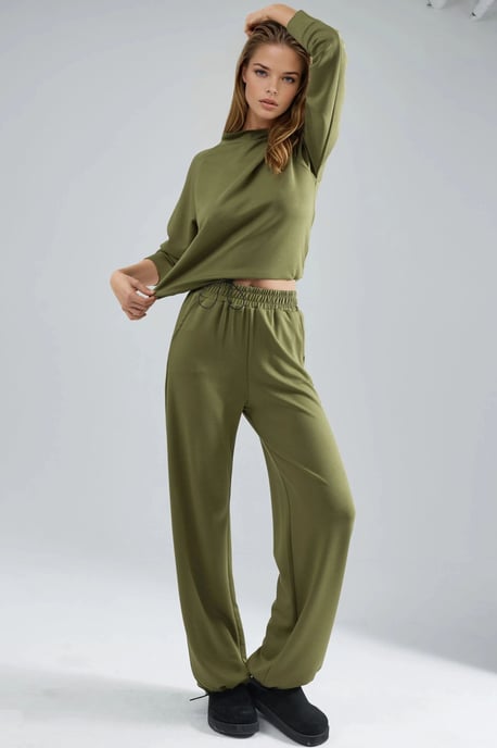 Modal Touch Halb-Halsbedecktes Bluse & Elastische Taillenhose - Image 4