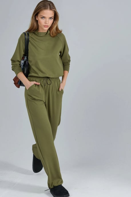 Modal Touch Halb-Halsbedecktes Bluse & Elastische Taillenhose - Image 5