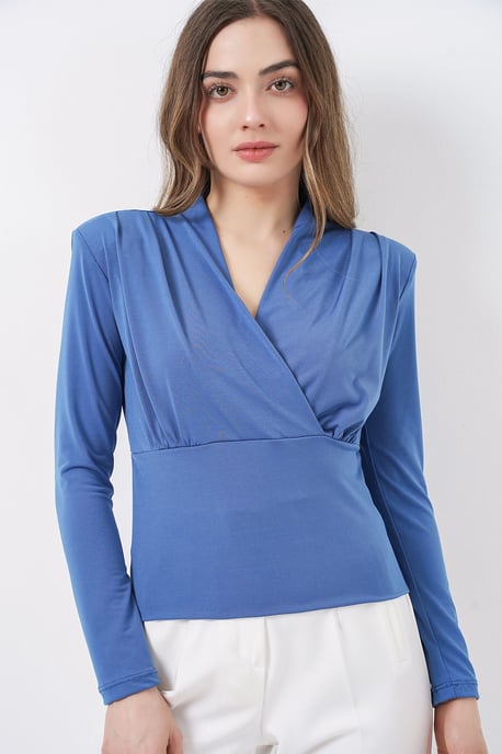 V-Ausschnitt Drapierte Bluse - Image 1