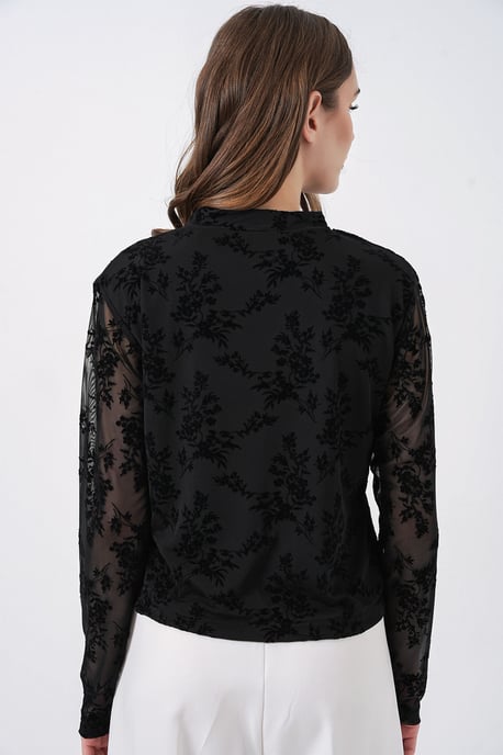 Flockdruck Rundhalsausschnitt Bluse - Image 6
