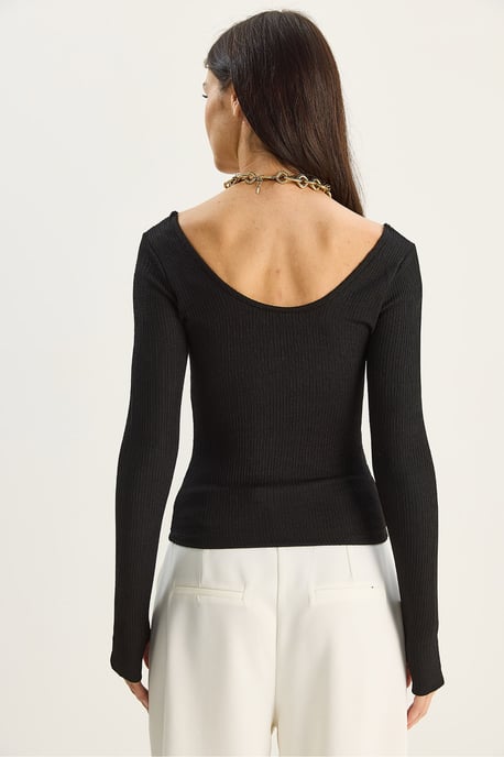 Schlanke Passform Bluse mit langen Ärmeln und U-Ausschnitt - Image 6