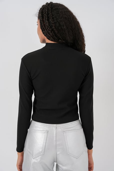 Figurbetontes Langarm-Halbkragenbluse mit Schleifendetail - Image 6