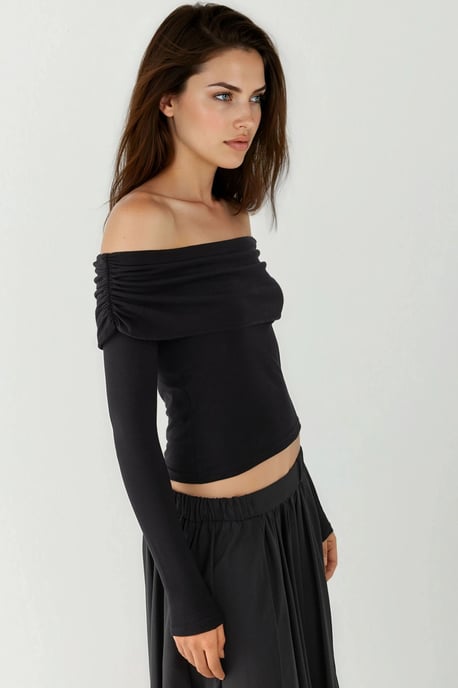 Schulterfreie Drapierte Bluse - Image 3