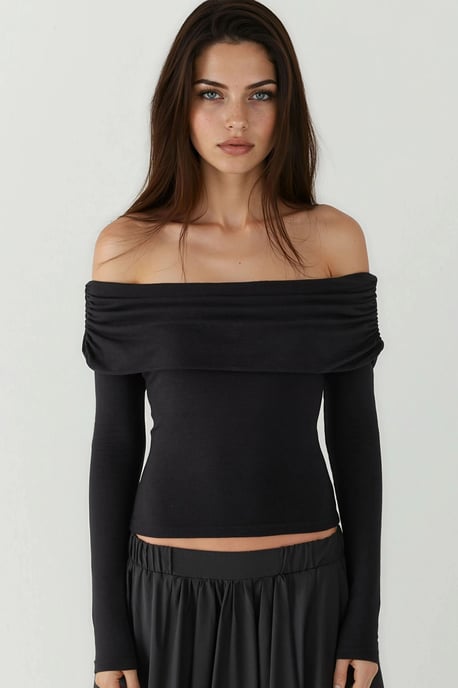 Schulterfreie Drapierte Bluse - Image 6