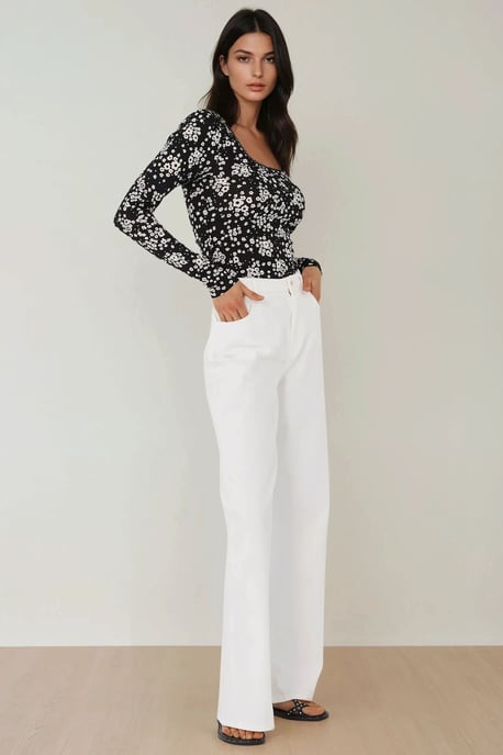 Bedrucktes Slim Fit Rundhals-Top - Image 4