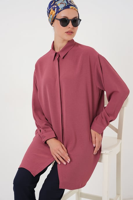 Oversized Langarm-Bluse mit Knopfleiste und Hemdkragen - Image 3